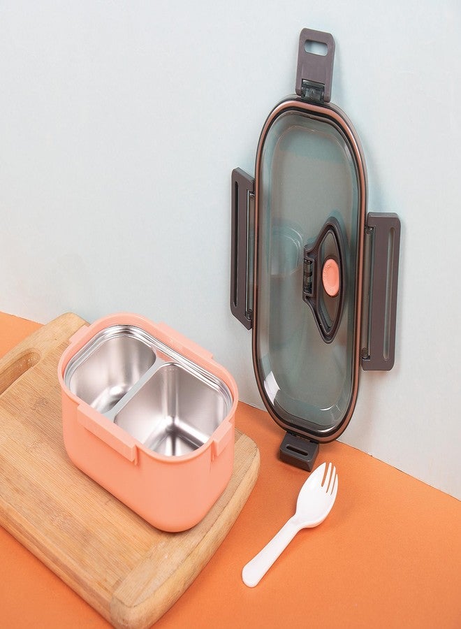 Opullo Mothers Choice Stainless Steel Tiffin Box for Kids for School | Lunch Box for Kids Stainless Steel | Steel Lunch Box for School | Steel Compartment Lunch Box | Pink | 550 Ml - Image 2