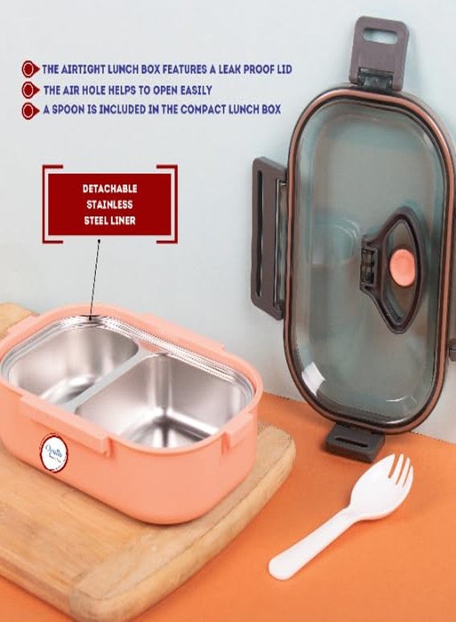 Opullo Mothers Choice Stainless Steel Tiffin Box for Kids for School | Lunch Box for Kids Stainless Steel | Steel Lunch Box for School | Steel Compartment Lunch Box | Pink | 550 Ml - Image 5