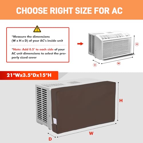 TOHONFOO Air Conditioner Covers for Inside 21"W x 15"H x 3.5"D, Windproof and Waterproof 3 Layers Insulation Window Air Conditioner Cover with Aluminum Foil and 2mm Foam, Brown - Image 2