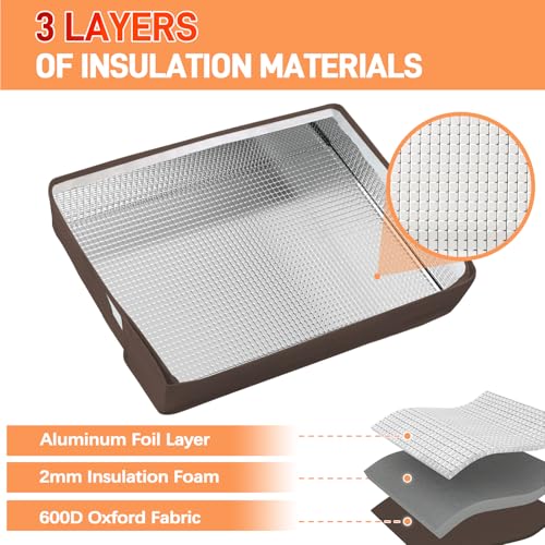 TOHONFOO Air Conditioner Covers for Inside 21"W x 15"H x 3.5"D, Windproof and Waterproof 3 Layers Insulation Window Air Conditioner Cover with Aluminum Foil and 2mm Foam, Brown - Image 3