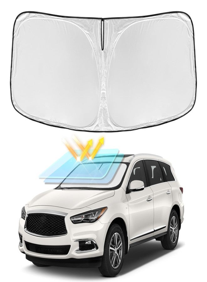 ZOIBV واقي شمس للزجاج الأمامي لسيارة إنفينيتي QX60 موديلات 2019-2025 - 4 طبقات، غطاء واقي للنوافذ الأمامية، مصمم خصيصًا ليناسب QX60، واقي شمس قابل للسحب 240T، يحجب الأشعة فوق البنفسجية، إكسسوارات سيارات - Image 1