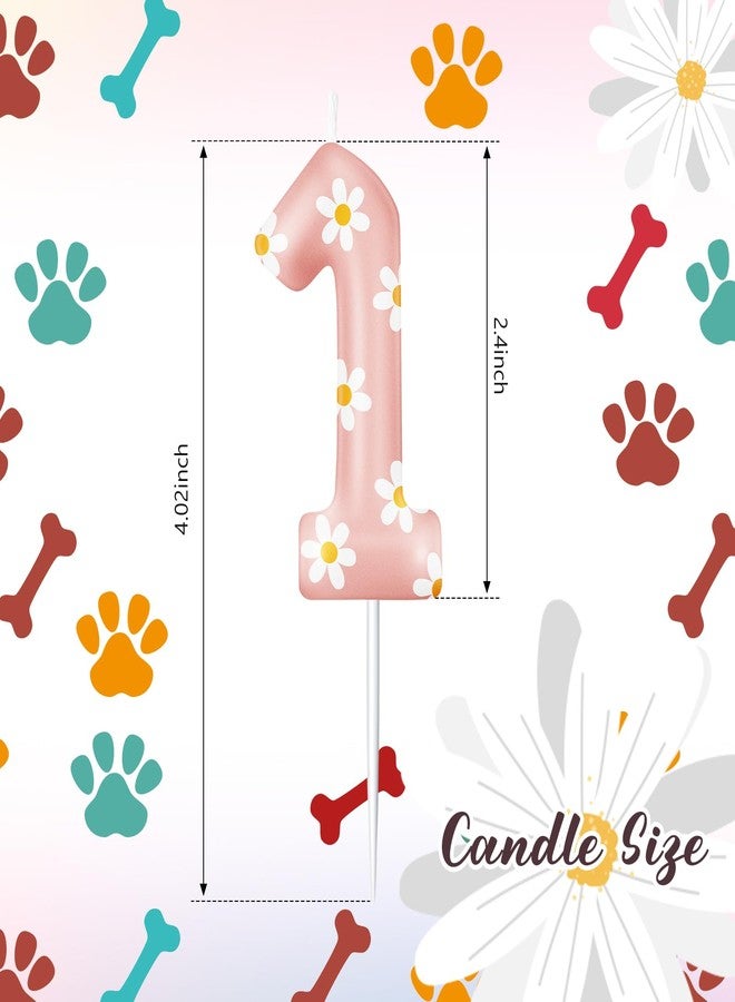Conelist Daisy Number Birthday Candle Pink Flower Candle Daisy Flower Cake Topper for Girl Boho Themed Birthday Baby Shower Party Cake Decorations Supplies(Pink,Number 1) - Image 2