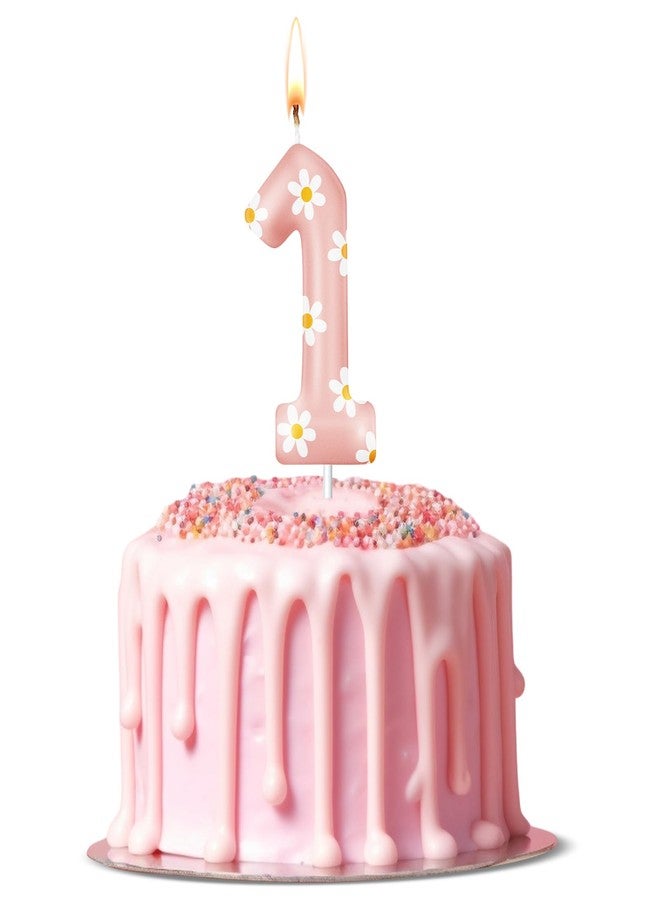 Conelist Daisy Number Birthday Candle Pink Flower Candle Daisy Flower Cake Topper for Girl Boho Themed Birthday Baby Shower Party Cake Decorations Supplies(Pink,Number 1) - Image 5