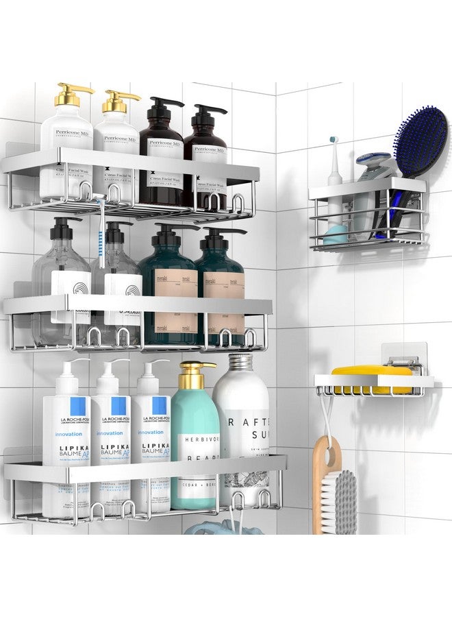 Moforoco Moforoco Adhesive Shower Caddy Organizer Shelves Rack - 5 Pack Corner Bathroom Storage Organization, Home & Kitchen Decor Inside RV Accessories, Hanging First Apartment Household Camper Essentials  - Image 1
