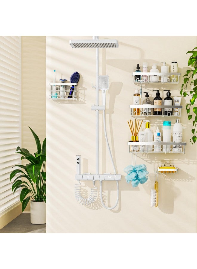 Moforoco Moforoco Adhesive Shower Caddy Organizer Shelves Rack - 5 Pack Corner Bathroom Storage Organization, Home & Kitchen Decor Inside RV Accessories, Hanging First Apartment Household Camper Essentials  - Image 4