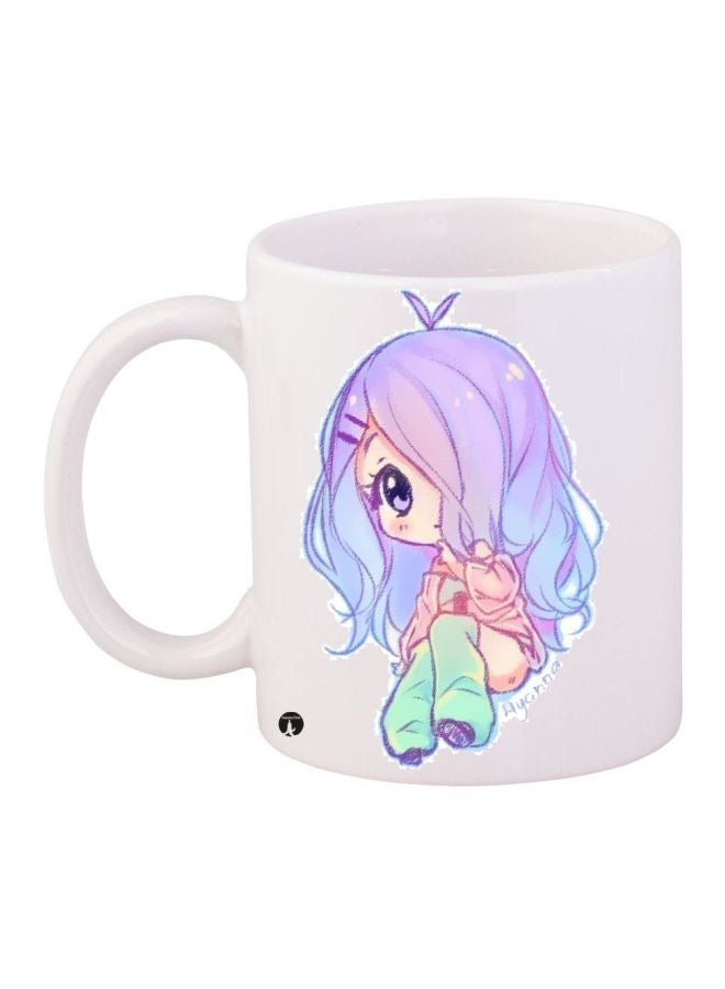 RYN Anime Printed Coffee Mug White/Purple/Blue 11ounce