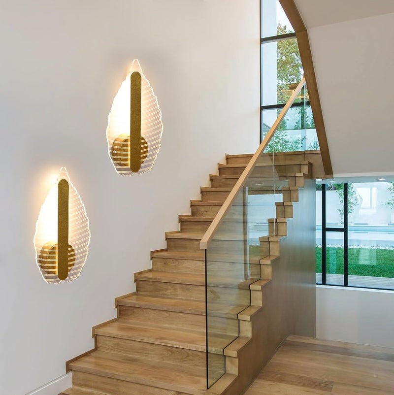 Groeien Pack of 2 | Leaf Glow Modern LED Wall Lamp | Golden Decorative Wall Light for Living Room, Bedroom & Hall | Artistic Leaf Design Wall Fixture for Home Décor(VeinLeaf Glow, 2) - Image 2