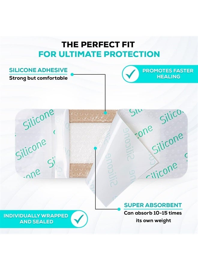 MedVance TM سيليكون - ضمادة رغوة لاصقة سيليكون محددة، 2"x5" (وسادة 1.2"x3.4") علبة تحتوي على 5 ضمادات - Image 2