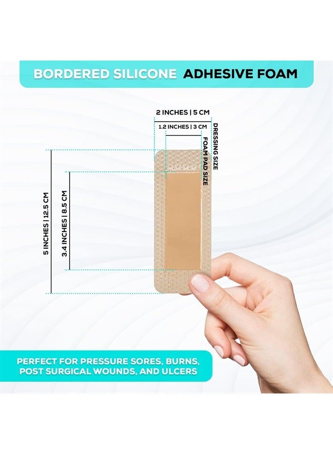 MedVance TM سيليكون - ضمادة رغوة لاصقة سيليكون محددة، 2"x5" (وسادة 1.2"x3.4") علبة تحتوي على 5 ضمادات - Image 3