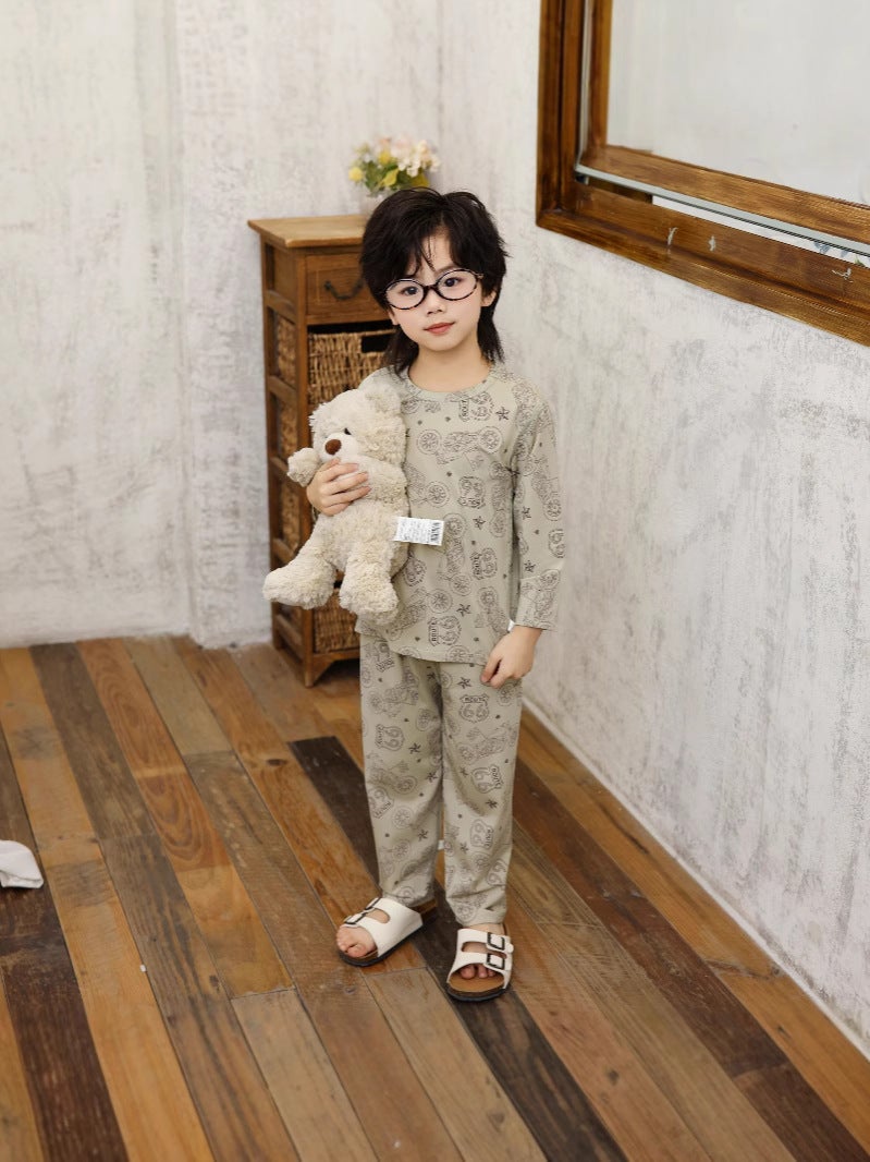 Children'S Lanjing Modal Long Sleeve Trousers Seamless Suit Air-Conditioning Clothing Home Clothes Boys And Girls - Image 2
