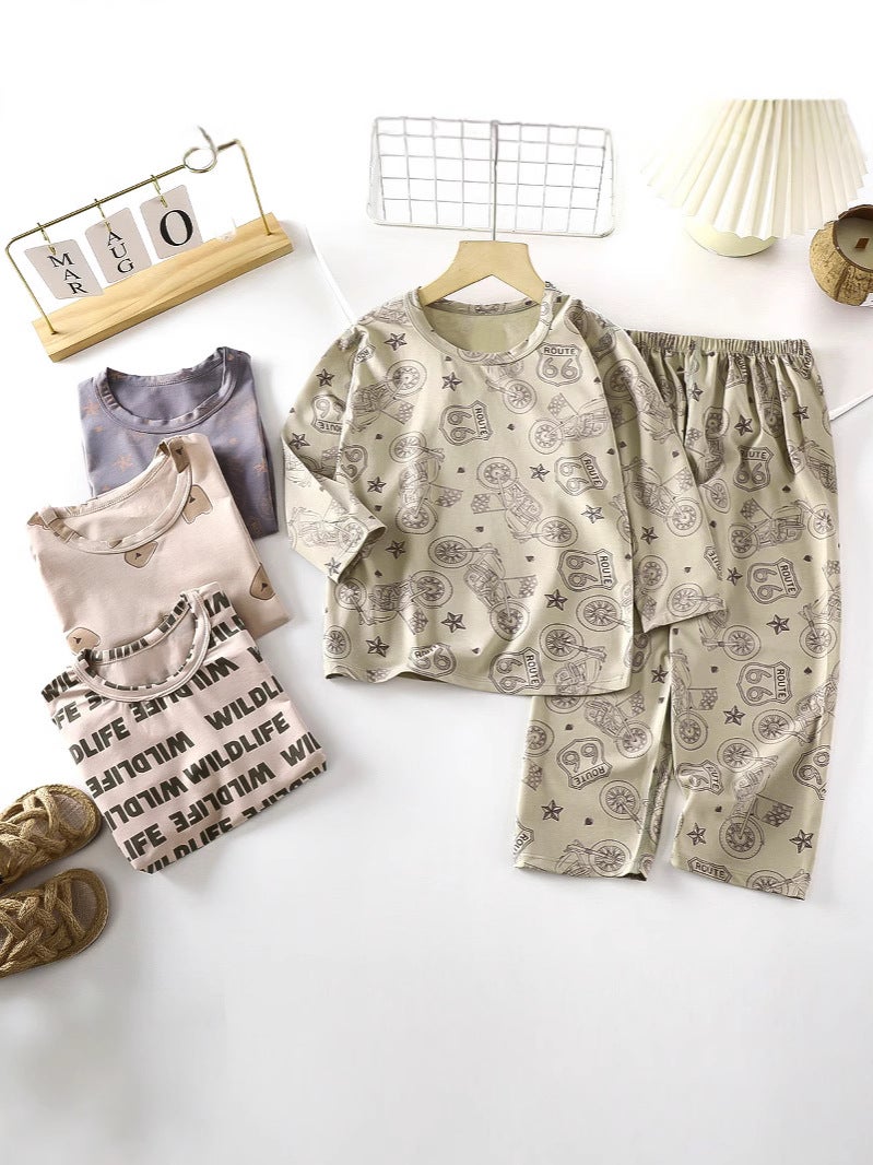 Children'S Lanjing Modal Long Sleeve Trousers Seamless Suit Air-Conditioning Clothing Home Clothes Boys And Girls - Image 3