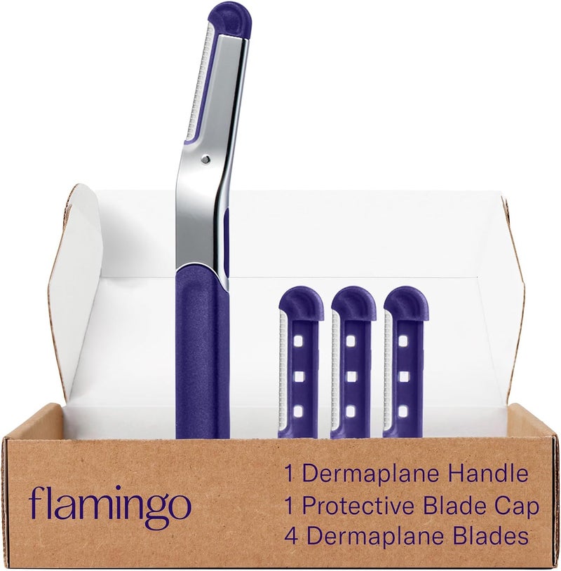 Flamingo شفرات ديرما بلينغو البديلة، شفرات وجه للنساء، بشرة ناعمة، 4 قطع - Image 1