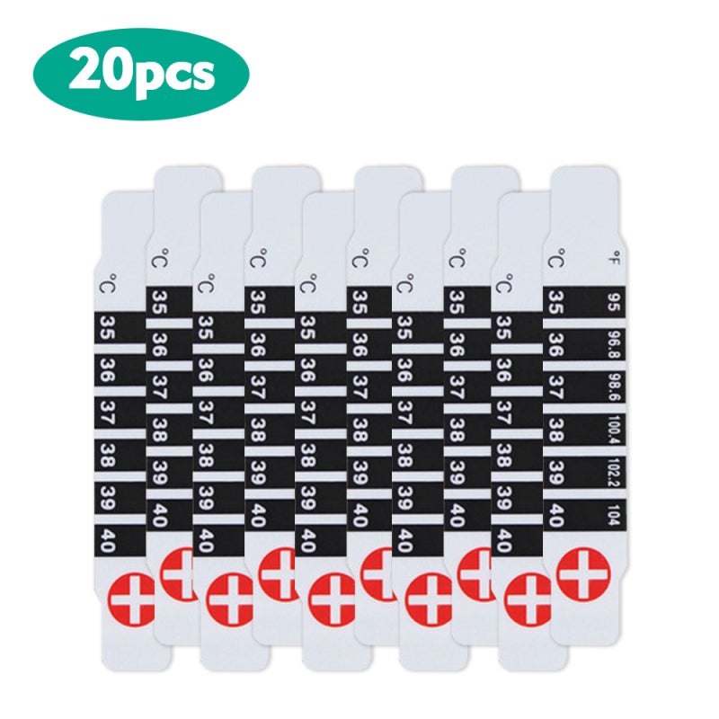 Forehead Thermometer 20 Pcs Pocket Size - Quick 15-Second Measure Reusable Temperature Strip for All Ages Family Travel Fever Check - Image 1