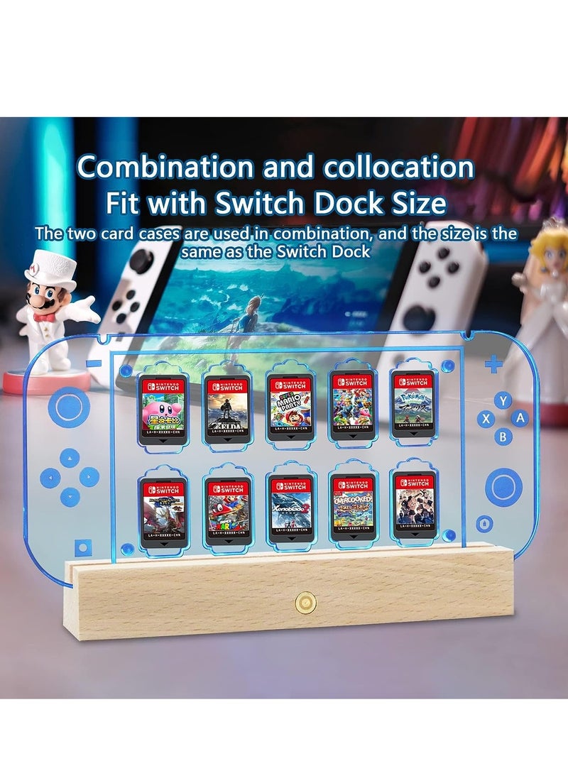 SYOSI - Game Card Case for Nintendo Switch/Switch OLED/Lite, Switch Storage Display Stand with 10 Slots, Holder Transparent Acrylic, LED Lights Dock -7 Color - Image 1