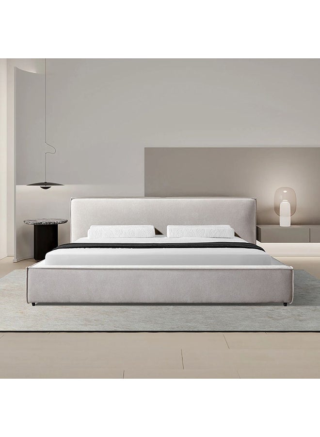 DANUBE HOME Delano 150X200 Queen BedÂ  Sturdy Modern Design Wooden Double Bed Frame Furniture Quiet & Comfortable Beds L 234x188x87 cm  Grey  - Image 1