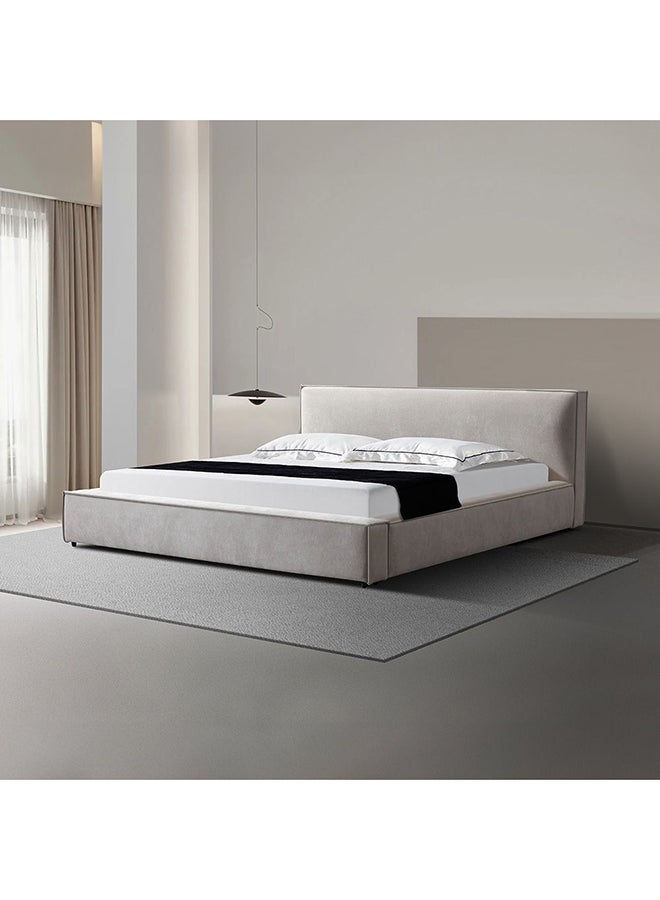 DANUBE HOME Delano 150X200 Queen BedÂ  Sturdy Modern Design Wooden Double Bed Frame Furniture Quiet & Comfortable Beds L 234x188x87 cm  Grey  - Image 2