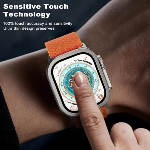 Mizi (2 Pack Apple Watch Ultra (2022) & Ultra 2 (2023) Screen Protector Case 49Mm,9H Tempered Glass + Titanium Alloy Frame [Sensitive Touch] Lightweight Protective Glass Film-Original for Smartwatch - Image 2
