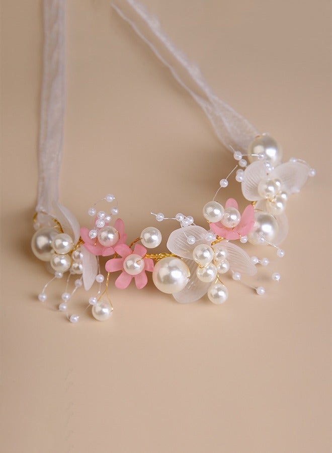 Bridal Wreath Hair Bands Children's Hair Accessories Pink  - Image 2