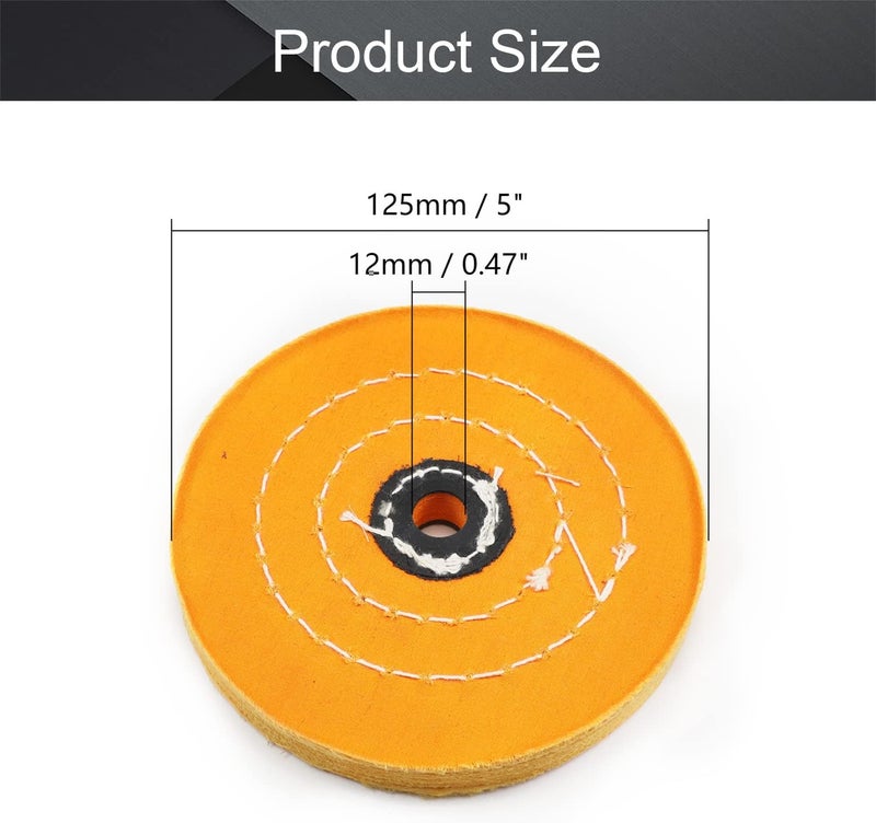 Utoolmart 5 Inch Cotton Buffing Wheel Polishing for Bench Grinder Tool 12 mm Arbor Hole 1 pcs - Image 2