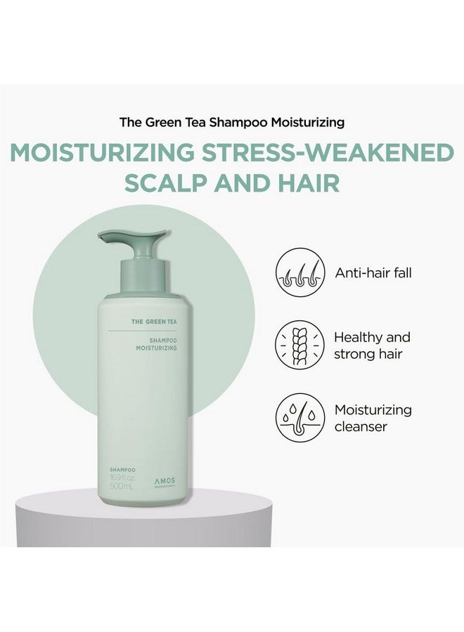 أموس بروفيشنال شامبو الشاي الأخضر المرطب للشعر الخفيف، شامبو كوري لفروة الرأس الجافة وفروة الرأس المتقشرة والحكة، يقوي الشعر، لجميع أنواع الشعر، 16.9 أونصة سائلة - Image 1