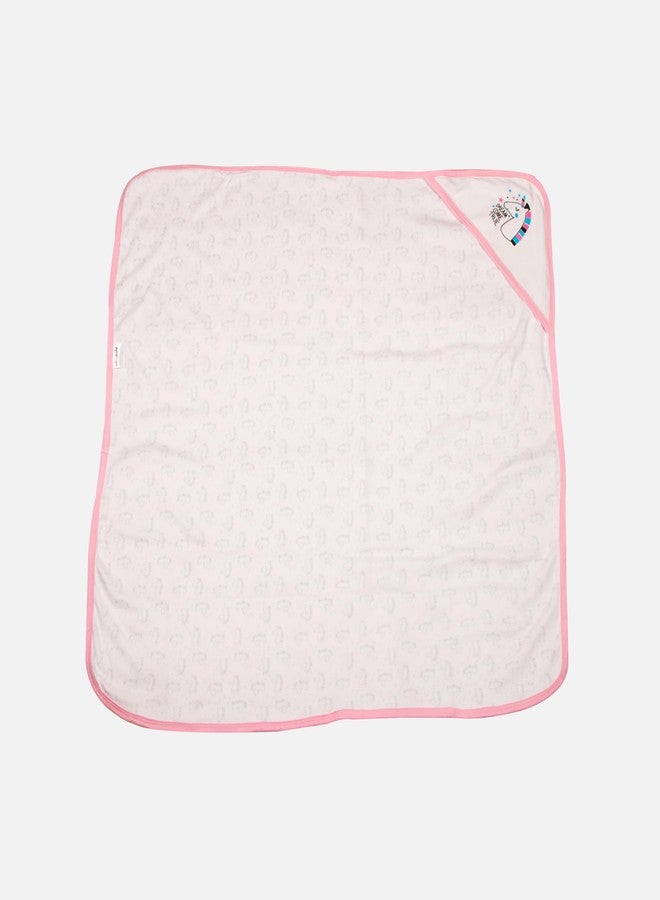 mittenbooty Baby Hooded Wrap Single Ply -Unicorn Print-Pink - Image 2