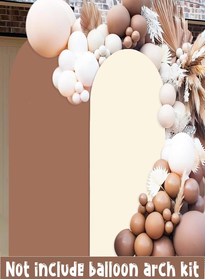 CORNER LACE 2PCS Arch Backdrop Covers Brown Cream Color (7.2ft+6ft) , Spandex Fitted Arch Stand Covers Background for Wedding Baby Shower Birthday Bridal Shower Party Decorations (Only Covers) - Image 3