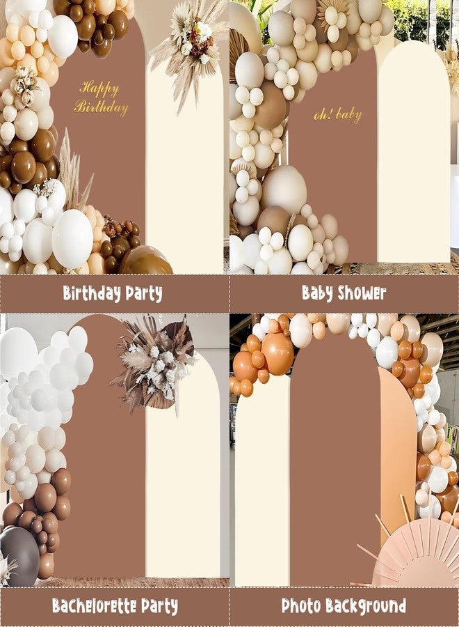 CORNER LACE 2PCS Arch Backdrop Covers Brown Cream Color (7.2ft+6ft) , Spandex Fitted Arch Stand Covers Background for Wedding Baby Shower Birthday Bridal Shower Party Decorations (Only Covers) - Image 4