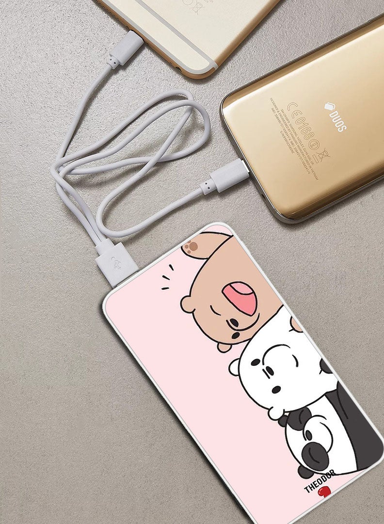 Theodor 10,000 mAh Super Fast Charging Ultra Compact Power Bank with Quick Charge & Power Delivery, Portable Charger For iPhone and Android Three Friends Panda - Image 2