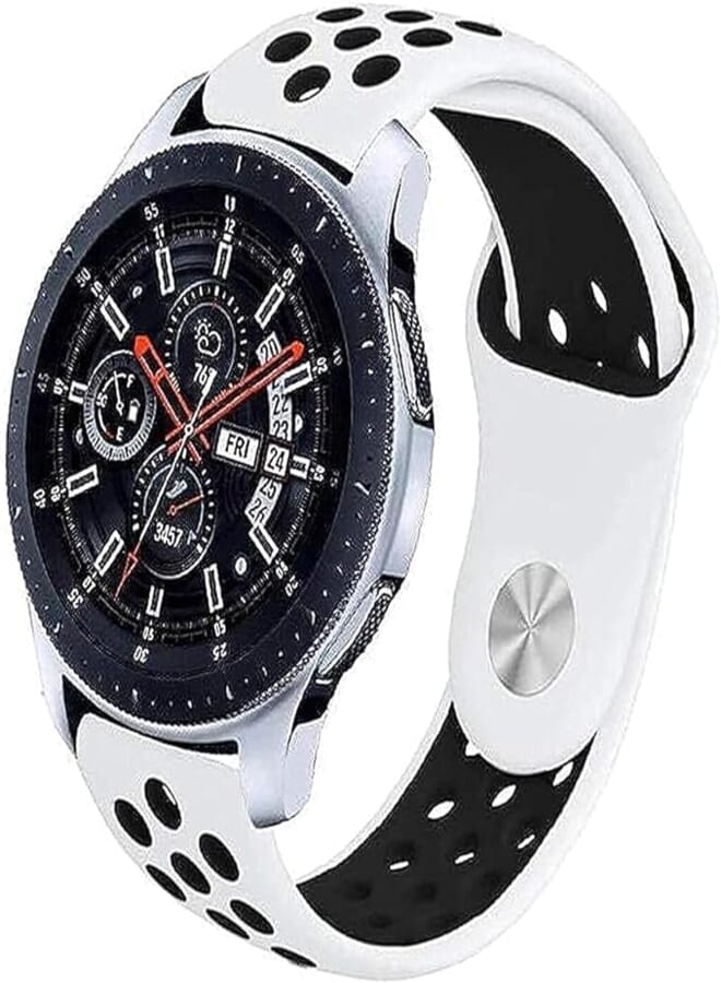 حزام/سوار ClickAE مقاس 22 مم لـ Amazfit GTR 47 مم/GTR 2/GTR 2e/ GTR3 / GTR4 / Amazfit Pace/Amazfit Stratos/Stratos 2/Stratos 3 / Amazfit 2/2s/Amazfit Nexo (أبيض وأسود)
