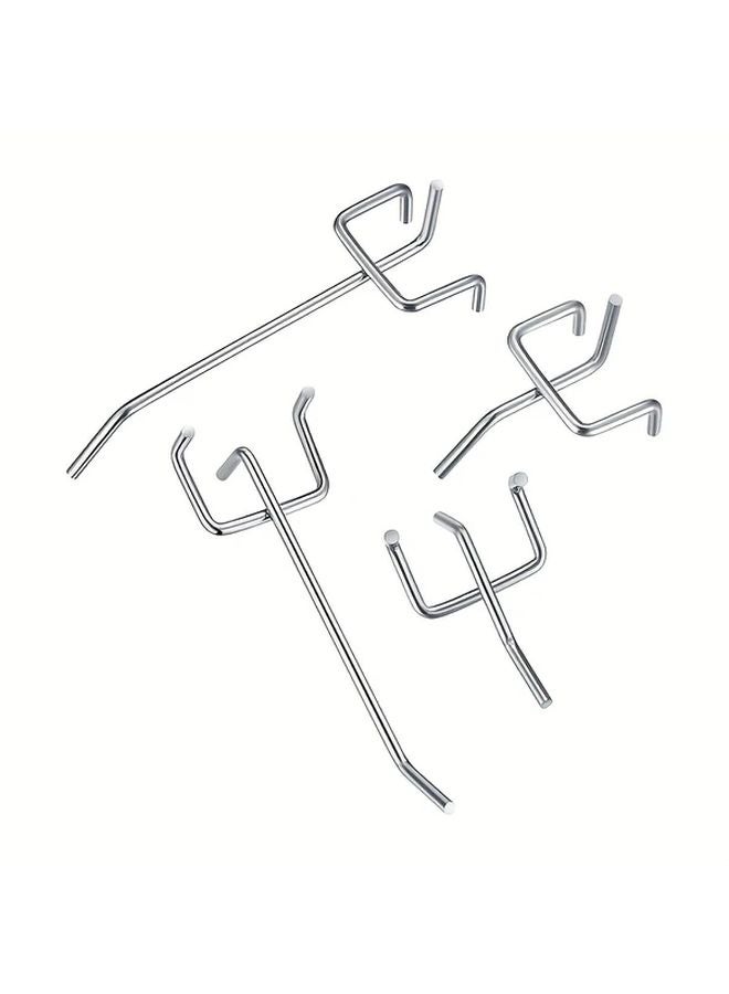 Pack of 30 Silvery Perforated Wall Hooks Pegboard Tool Holder Attachments for Garage Workshop - Image 3