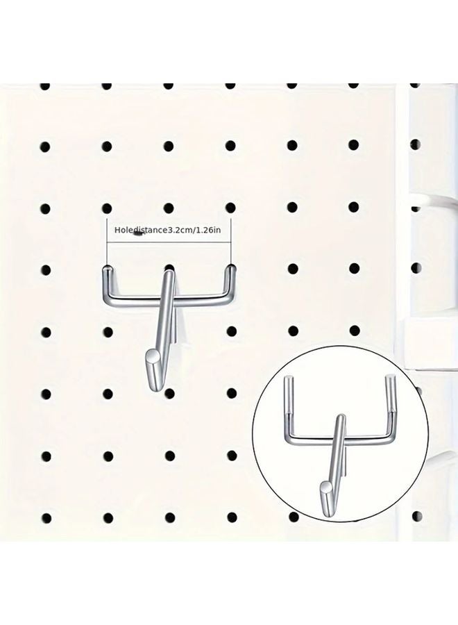 Pack of 30 Silvery Perforated Wall Hooks Pegboard Tool Holder Attachments for Garage Workshop - Image 5
