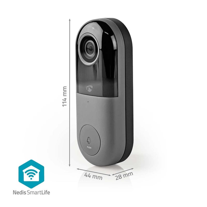 Nedis WiFi Smart Video Doorbell App Control Microsd Slot Loud Alarm Two Way Audio Hd 720PBlack Grey - Image 4