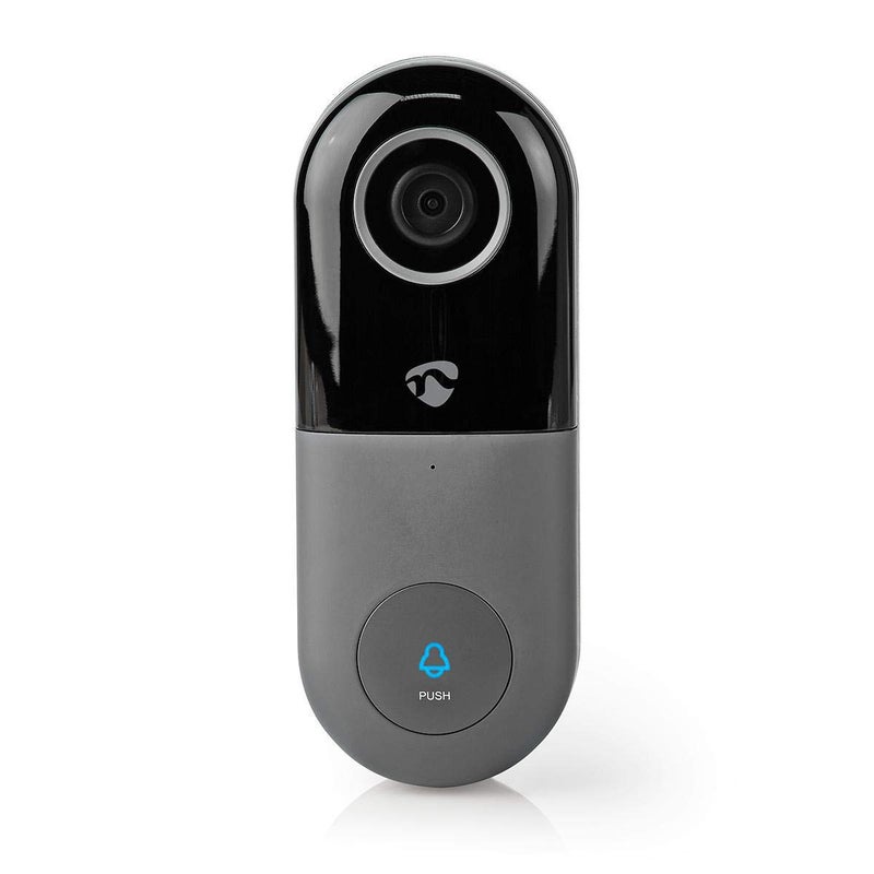 Nedis WiFi Smart Video Doorbell App Control Microsd Slot Loud Alarm Two Way Audio Hd 720PBlack Grey - Image 1