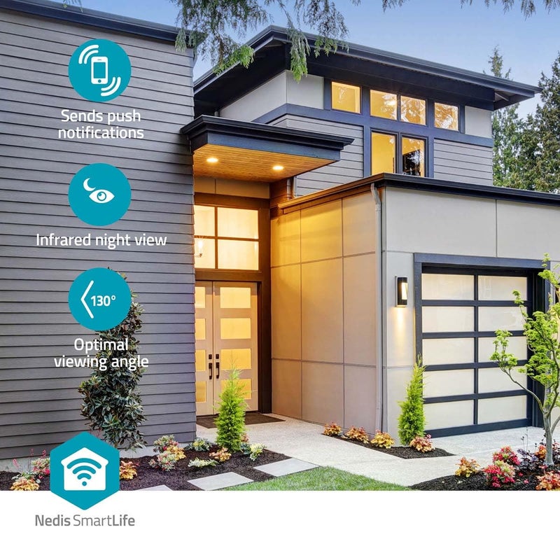 Nedis WiFi Smart Video Doorbell App Control Microsd Slot Loud Alarm Two Way Audio Hd 720PBlack Grey - Image 5