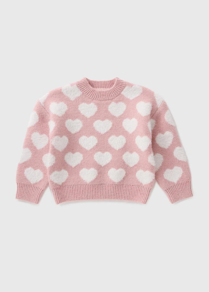 Matalan Girls Pink Heart Knitted Jumper