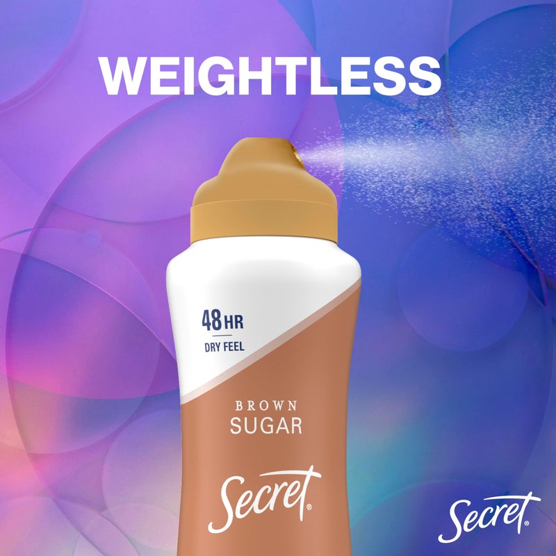 Secret مزيل العرق بخاخ سري للنساء، حماية من العرق والرائحة لمدة 48 ساعة، خفيف على البشرة، رائحة سكر بني، 4.1 أونصة (عبوة من 3) - Image 4