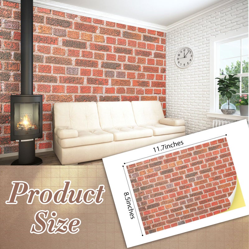 Flutesan 3 Pcs Miniature Dollhouse Wallpaper and Flooring Peel and Stick 1:12 Scale Self Adhesive Doll House Wallpaper DIY Mini Dollhouse Accessories 8.27 x 11.69 Inch(Brick Wall) - Image 2