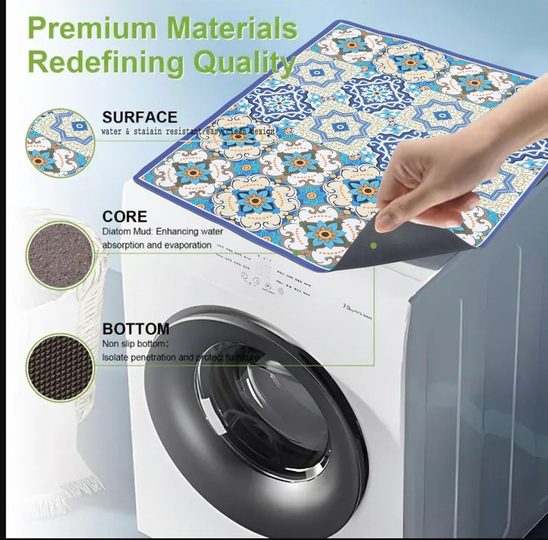 Home-Cloud Homecloud Washing Machine Mats for Top of Washer, Washing Machine Protective Mats, Dish Drying Mat, Non-slip Waterproof Washer Dryer Dust Cover Mat for Laundry & Kitchen (60cm x 60cm) (Royal_Blue) - Image 2