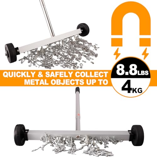 Toolwiz 17" Rolling Magnetic Sweeper 8.8lbs, with 16 lbs Telescopic Magnetic Pick Up tools –Lightweight Pick-up Sweeper with Wheels for Nails, Screws & Metal Debris Home Use Workshop Garage - Image 4