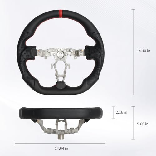JIANGGAI Full Leather Steering Wheel, D-Shaped Flat Bottom Perforated Leather Grip Steering Wheel Fit for Nissan 370z 2008-2020 - Image 2