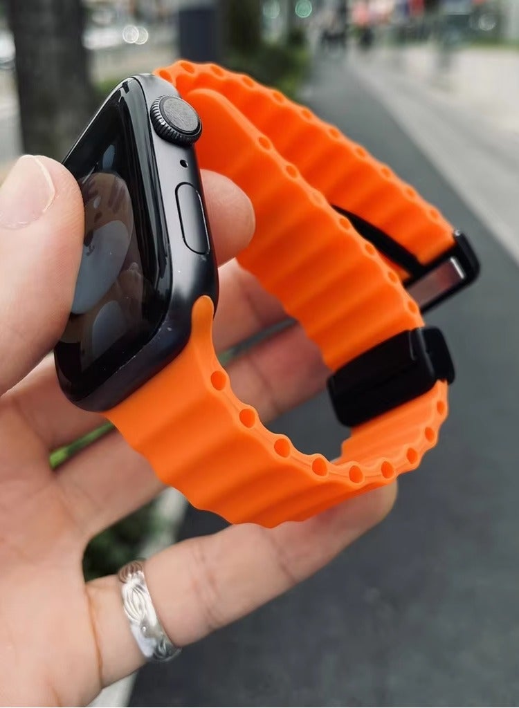 Green Tiger Magnetic Buckle Strap For Watch Band Ultra 2 42/44/45/49mm Orange - Image 2