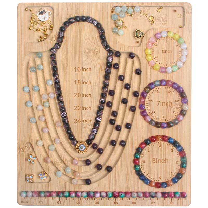 HSZCTUY Bead Board for Jewelry Making, Bamboo Beading Tray Design Mat for Necklaces, Bracelets, and Crafts. Portable Bracelet Sizer Jewelry Making Supplies - Image 1