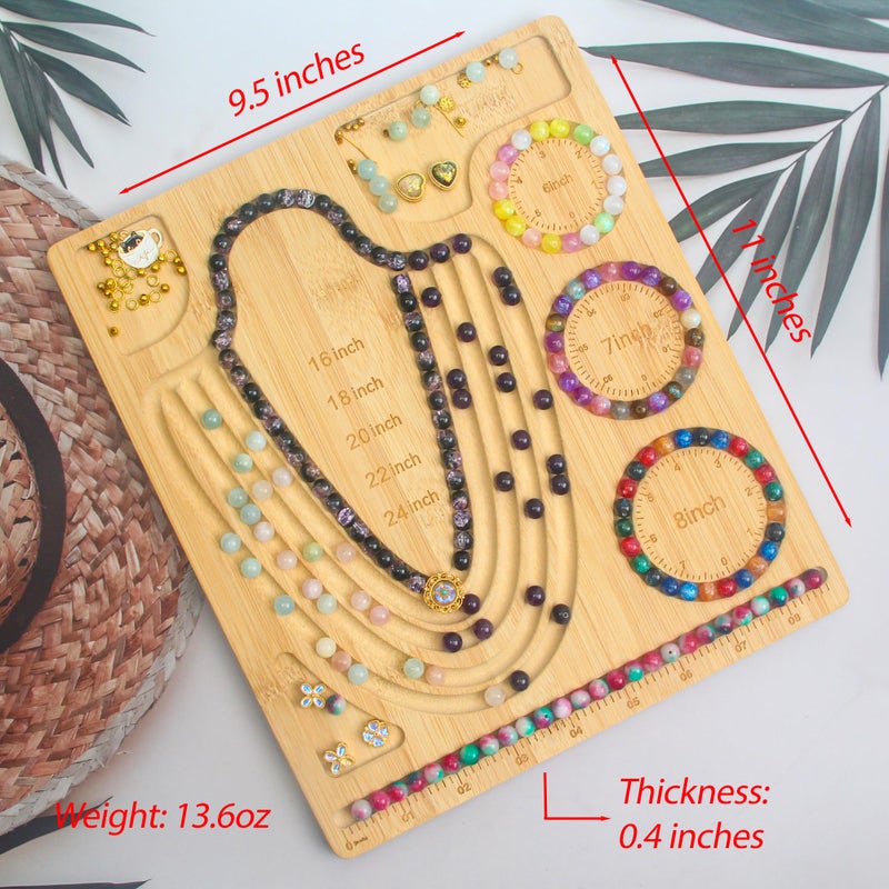 HSZCTUY Bead Board for Jewelry Making, Bamboo Beading Tray Design Mat for Necklaces, Bracelets, and Crafts. Portable Bracelet Sizer Jewelry Making Supplies - Image 2