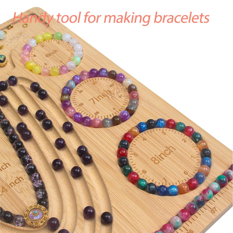 HSZCTUY Bead Board for Jewelry Making, Bamboo Beading Tray Design Mat for Necklaces, Bracelets, and Crafts. Portable Bracelet Sizer Jewelry Making Supplies - Image 4