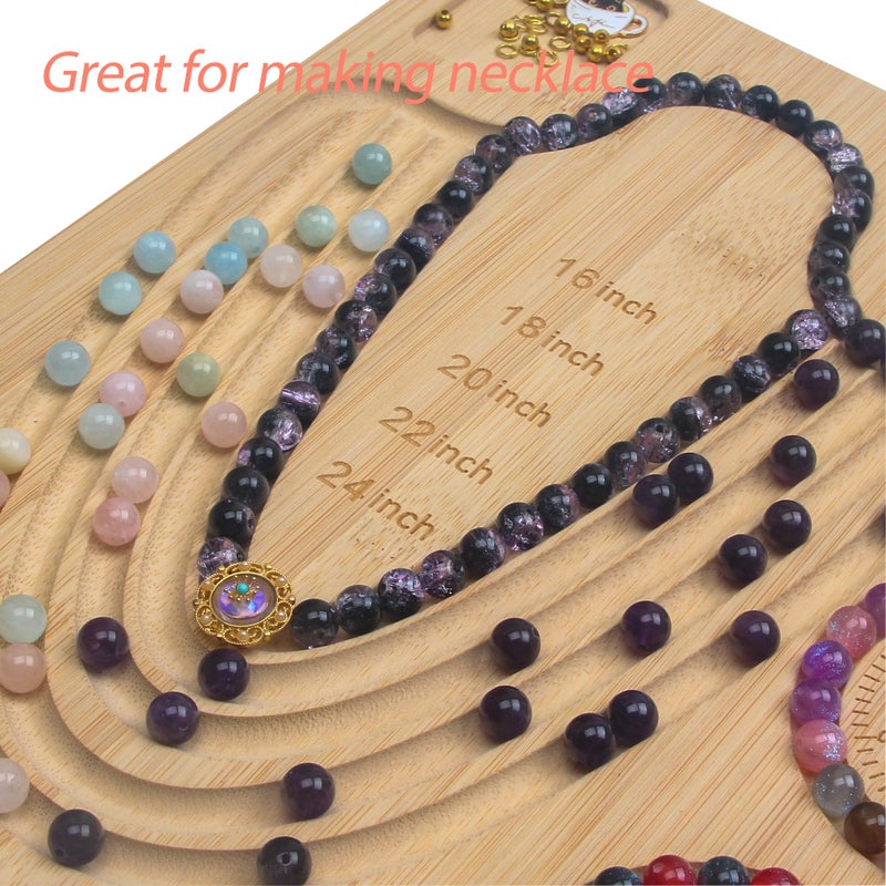HSZCTUY Bead Board for Jewelry Making, Bamboo Beading Tray Design Mat for Necklaces, Bracelets, and Crafts. Portable Bracelet Sizer Jewelry Making Supplies - Image 3