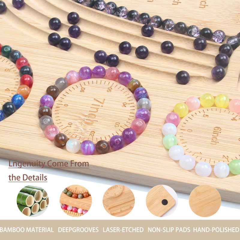 HSZCTUY Bead Board for Jewelry Making, Bamboo Beading Tray Design Mat for Necklaces, Bracelets, and Crafts. Portable Bracelet Sizer Jewelry Making Supplies - Image 5