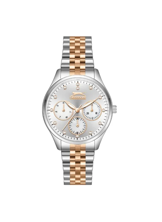 Slazenger SLAZENGER SL.9.2404.4.02 Women's Multi Function Display Watch & Metal Strap Silver/Rose Gold