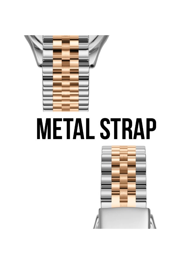 سلازنجر ساعة نسائية متعددة الوظائف بسوار معدني فضيذهبي وردي - Image 5