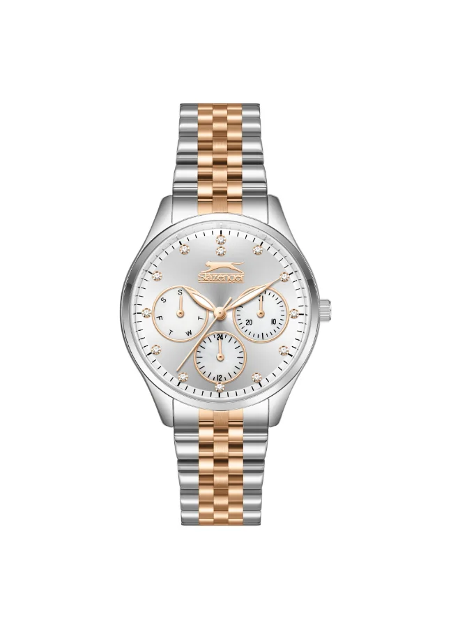 Slazenger Women's Multi Function Display Watch With Silver/Rose Gold Metal Strap - SL.9.2404.4.02