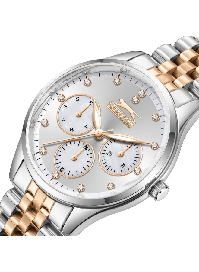 Slazenger Women's Multi Function Display Watch With Silver/Rose Gold Metal Strap - SL.9.2404.4.02
